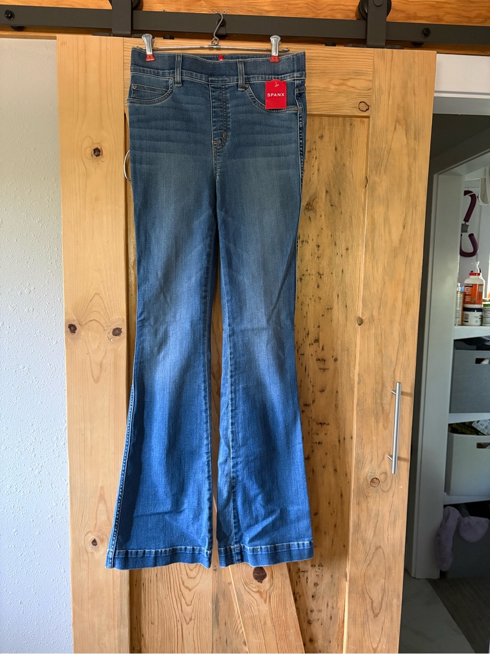SPANX Blue Boot-Cut Stretch Jeans